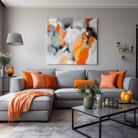 Orange hues, so much to choose—on a grey sofa, you just can't lose!" 🧡 Varying shades of orange bring warmth and dynamism to any grey sofa setting. 🛋️ Get the glow at 👉 https://covermycushion.com/collections/orange-cushion-covers 🍊 #CoverMyCushion #ShadesOfOrange #GreySofaGoals #CushionCovers #HomeDecor #InteriorStyling #LivingRoomInspiration #ColorfulLiving #SofaStyle Grey And Orange Living Room Ideas, Orange Grey Living Room, Grey Orange Living Room, Grey And Burnt Orange Living Room, Living Room Orange Accents, Gray And Orange Living Room Ideas, Living Room Orange Sofa, Orange And Gray Living Room, Living Room Decor Gray Couch