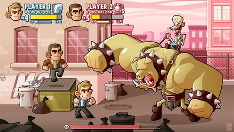 Super Action Bros. on Behance Video Game Concept, Beat Em Up, 2d Game Art, Art Painting Tools, Digital Art Gallery, Game Ui Design, Game Concept, Game Character Design, Game Inspiration