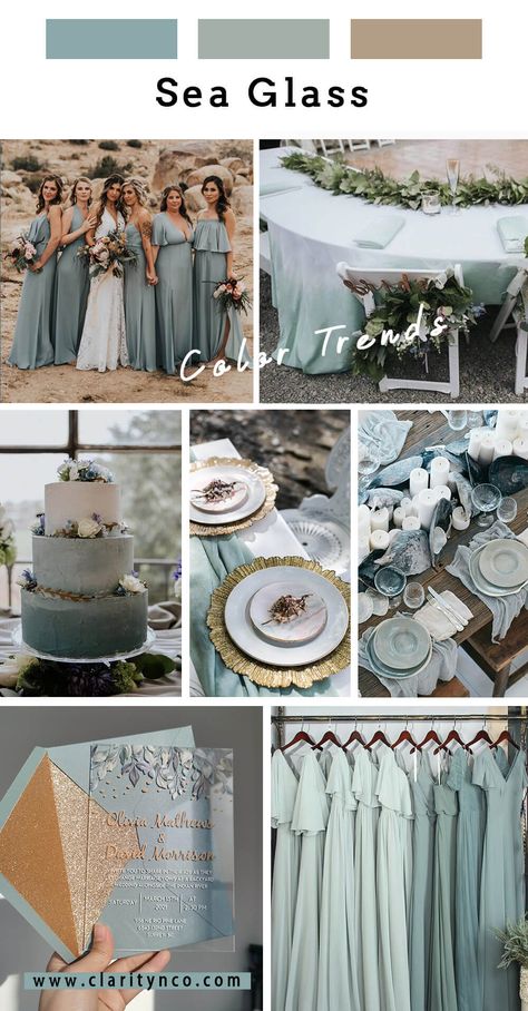 Top 10 Wedding Colors Trends for 2022-Claritynco Wedding Wedding Colors Sage, Wedding Colors Schemes, Acrylic Wedding Invites, Sage Wedding Colors, Monochromatic Wedding, Sea Glass Wedding, Wedding Theme Color Schemes, Wedding Color Combinations, Acrylic Wedding Invitation