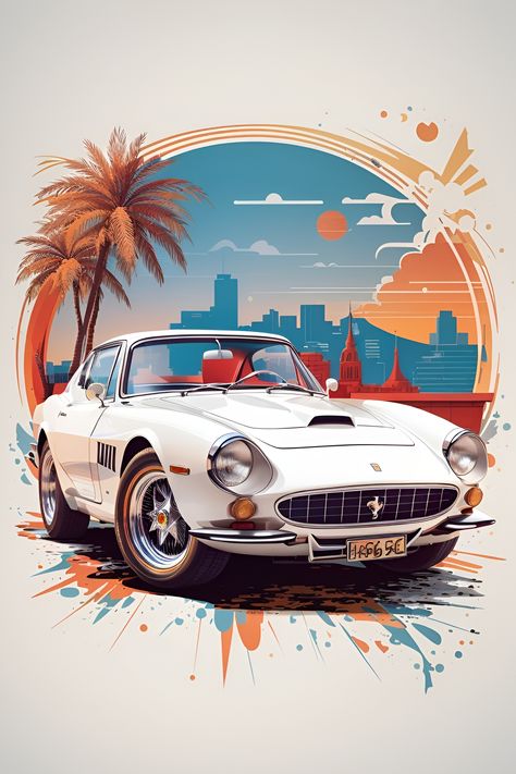 Want more images like this one?? Follow, and save this pin, then message me for 5 free high quality similar pins like this. If you want 25 high quality with a custom prompt, or coaching on all the AI image secrets, please find me on Fiverr under RedSilverSeven!! Car Artwork, Car Illustration, Graphic Tshirt Design, Car Drawings, Car Posters, Automotive Art, Retro Cars, Car Painting, Amazing Cars