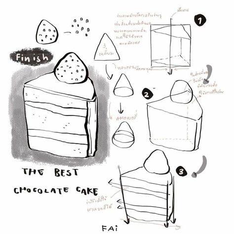 Food References For Drawing, How To Draw Frosting, How To Draw Chocolate, How To Draw Sweets, Cake Drawing Tutorial, Food Drawing Reference, Food Drawing Tutorial, How To Draw Food, How To Draw Cake