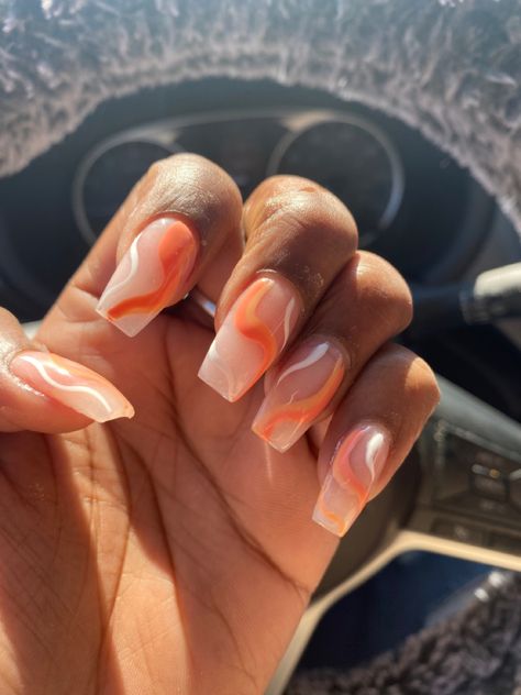 Hoco Nails, Peach Nails, Nails Black, Black Nails, Nails Inspiration, Swirl, Nail Art, Nails, Beauty