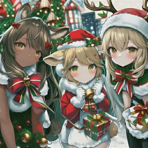 Trio pfp 3 Person Christmas Pfp, Pfp Trio, Trio Pfp, Matching Christmas Pfp Friends, Trio Matching, Pfp Friends, Instagram Pfp, Pink Pfp, Christmas Pfp