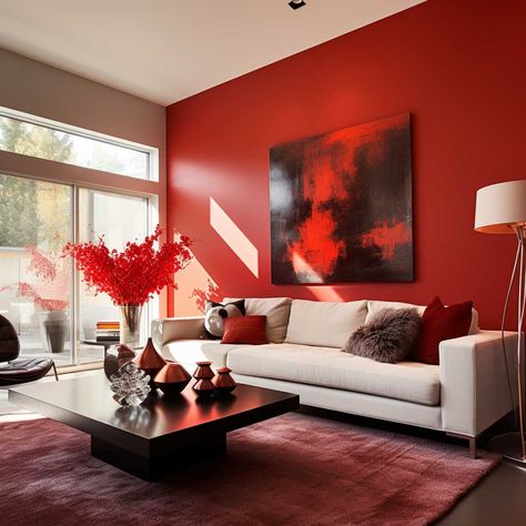 3+ Ways to Add a Splash of Red to Your Living Room • 333+ Images • [ArtFacade] Room With Red Walls, Red Living Room Walls, Red Living, Elegant Living Room Decor, Living Room Decor Colors, Living Room Red, Elegant Living Room, Paint Colors For Living Room, Red Walls