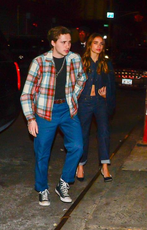 Celebrity Sightings In New York City - January 22, 2019 His New Girlfriend, Black Chuck Taylors, Black Chucks, Victoria And David, David And Victoria Beckham, Brooklyn Beckham, Victoria Fashion, Navy Coat, Celebrity Sightings