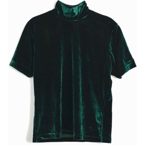 Velvet Tops Outfit, Green Velvet Top, Tops Outfit, Short Sleeve Turtleneck, Green Turtleneck Sweater, Green Turtleneck, Velvet Sweater, Velour Tops, Weird Fashion