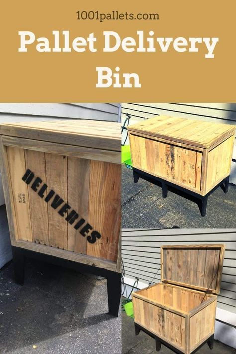 Drop Box Ideas, Parcel Drop Box, Outdoor Box, Free Pallets, Build A Frame, Pallet Boxes, 1001 Pallets, Parcel Box, Pallet Creations