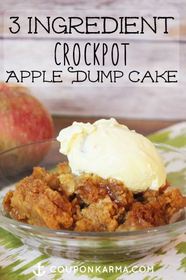 Only 3 ingredients! Yellow Cake Mix, Apple Pie Filling & a Stick of Butter and you have a delicious fall dessert! Crockpot Cakes, Dessert Crockpot, Crockpot Apple Dump Cake, Crockpot Dessert, Crockpot Desserts, Apple Dump Cake Recipe, Apple Dump Cake, Crockpot Apple, Easiest Dessert