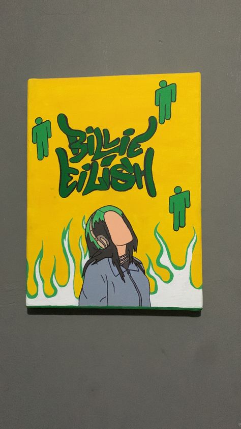 Billie Eilish Painting, Hippie Painting, Canvas Drawings, Graphic Poster Art, Pop Art Style, Canvas Painting Designs, Cadeau Photo, Small Canvas Art, Mini Canvas Art