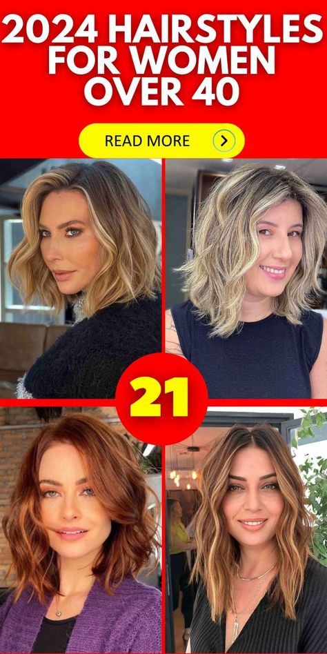 2024 Hairstyles for Women Over 40 21 Ideas: Short, Medium, and Long Haircuts Hair Styles For Woman In Their 40's Round Faces, Hair For Woman In 40's, 40s Womens Hairstyles, Hair Styles For Women Over 40 Medium, Woman Over 40 Hairstyles, Medium Length Womens Haircuts Over 40, Hair For Women Over 40 Round Face, Hairstyle For Women In 40s, Hairstyle For Women In Their 40s