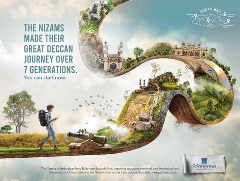 Telangana Ad :: Behance Travel Advertising Design, Report Cover, Travel Advertising, Route Map, Creative Ads, Kochi, Ad Design, Advertising Design, Worlds Largest