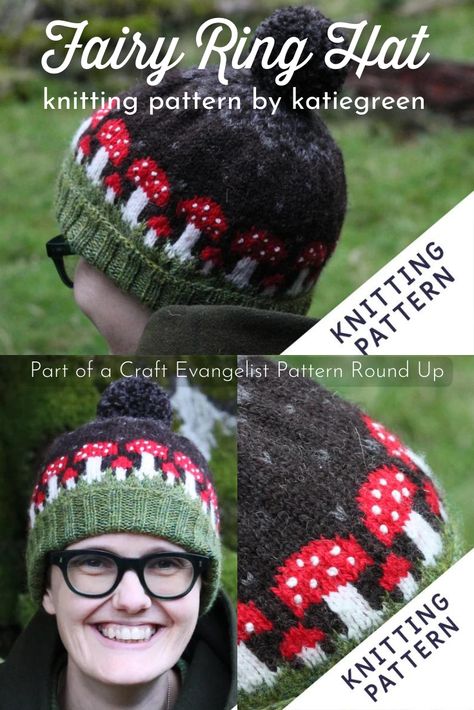 Mushroom Hat Knitting Pattern, Knitted Mushroom Hat Pattern, Knit Mushroom Hat, Colorwork Knit Hat Pattern Free, Knitted Mushroom Hat, Mushroom Headband Crochet, Colorwork Hat Knitting Pattern, Mushroom Knitting Chart, Knit Mushroom Pattern