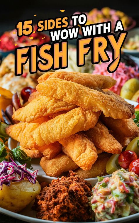 15 Mouthwatering Side Dishes to Serve With Your Fish Fry 🐟🍟 #FishFry #SideDishes #Yummy Best Oil To Fry Fish, Fish Fry Dinner Sides, What To Serve At A Fish Fry, Fried Shrimp Dinner Ideas Sides, Crispy Coleslaw Recipe, Fish Dinner Side Dishes, Side Dishes For Fish Fry, Fried Fish Dinner Ideas, Catfish Sides Dishes