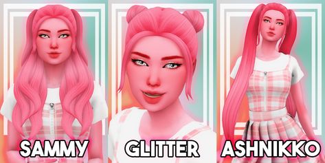 Sims 4 Sorbet Hair, Sims 4 Cc Pigtails Maxis Match, Sims 4 Pink Hair, Sims Hairstyles, Chromatica Ball, Sims Download, Pink Cc, Long Pink Hair, Ts4 Mods