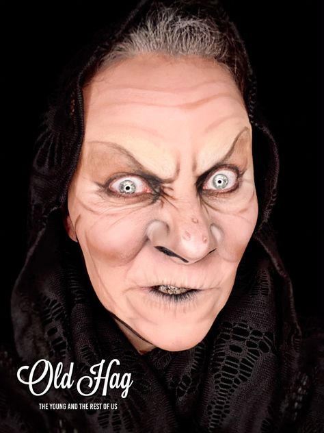 Follow me on TikTok! @theyoungandtherestofus Old Hag Makeup, Old Witch Makeup, Hag Makeup, Old Man Makeup, Old Lady Makeup, Witch Face Paint, Creepy Old Man, The Witch Movie, Halloween Makeup Witch