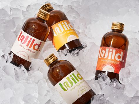 Kombucha Branding, Packaging Photoshoot, Kombucha Packaging, Bottled Cocktails, Kombucha Brands, Honey Packaging, Packaging Design Trends, Word Mark Logo, Creative Package