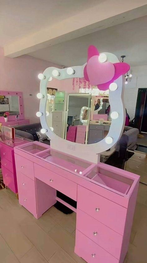 Janiyah Core, Playboy Bedroom, Hello Kitty Toaster, Casa Aesthetic, Kitty Room, Vanity Inspiration, Hello Kitty Room Decor, Girl Apartment Decor, Hello Kitty Bedroom