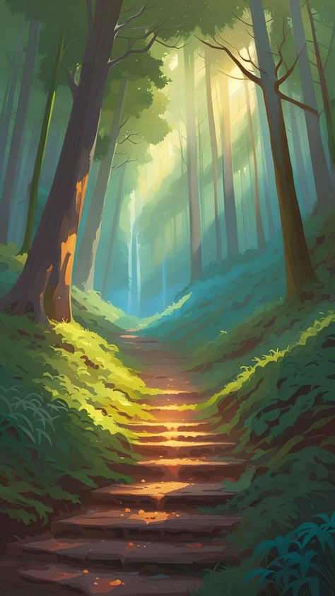 Forest Illustrations, Forest Drawing, Green Scenery, Trees Painting, Forest Background, Scenery Background, Dreamy Landscapes, Forest Illustration, Background Drawing