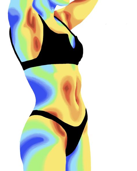 Heat Temperature Body Drawing, Heat Map Art, Heat Signature Art, Heat Sensor Art, Heat Map Nails, Sisterhood Painting, Rush Illustration, Thermal Art, Map Nails