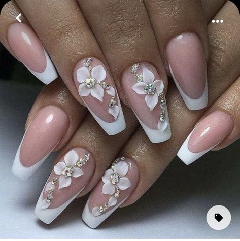 3d Nail Designs, 3d Nail Art Designs, French Manicures, Bridal Nail Art, French Nail Art, French Nail Designs, Pretty Nail Art Designs, Glamorous Nails, French Nail