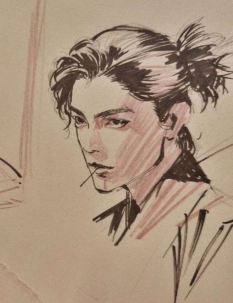 Different Manga Art Styles, Manga Style Sketch, Manga Sketch Ideas, Manga Style Art Illustrations, Faces Drawings Sketches, Realistic Manga Art Style, Asian Drawing Sketch, Manga Anatomy Reference, Manga Art Styles Character Design