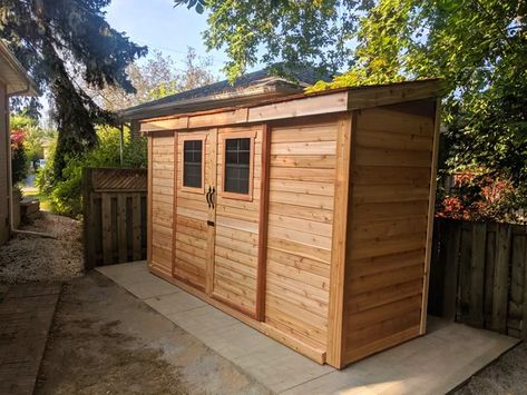 Outdoor Living Today 12 ft. W x 4 ft. D Solid Wood Lean-To Storage Shed | Wayfair Shed Kits For Sale, Cedar Shed, Cedar Walls, Lean To Shed, Wood Storage Sheds, Lean To, Barn Style Doors, Shed Kits, Cedar Shingles