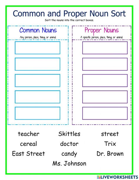 Common and Proper Nouns online worksheet for 1. You can do the exercises online or download the worksheet as pdf. Common Proper Nouns Worksheet 1st Grade, Common And Proper Nouns Grade 1, Common Noun And Proper Noun Worksheets Grade 2, Common And Proper Nouns Worksheet 2nd Grade, Common And Proper Noun Worksheet Grade 4, Proper Noun Worksheets 2nd Grade, Proper Noun And Common Noun Worksheet, Kinds Of Nouns Worksheet, Common Noun And Proper Noun Worksheets