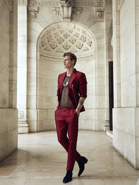 Series Quotes, Genderless Fashion, Burgundy Suit, Gay Fashion, Queer Fashion, Androgynous Fashion, Model Poses, Costume Design, A Man