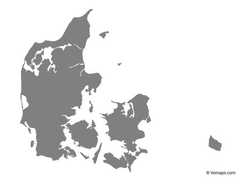 Grey Map of Denmark Map Of Denmark, Denmark Map, Outline Format, Denmark Flag, Map Vector, Countries Of The World, Year Anniversary, Vector Graphics, Denmark