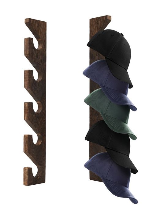 wood hat rack 1 pack wall mount-Bessny Organize Baseball Hats, Wood Hooks, Bamboo Hats, Cap Organizer, Scarf Organization, Diy Recycled Projects, Cap Display, Hat Holder, Hat Hanger