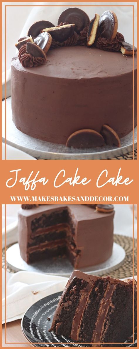 Jaffa Cake Cake Gluten Free Jaffa Cake Recipe, Jaffa Cheesecake Recipe, Jaffa Cake Cheesecake, Giant Jaffa Cake, Jaffa Cake Recipe, Homemade Jaffa Cakes, British Sweets, Whipped Chocolate Ganache, Jaffa Cake