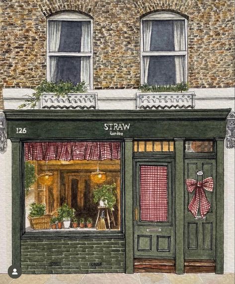 Cafe Exterior, Dolls House Shop, Calendar Download, Shop Fronts, Military Diorama, Watercolor Art Lessons, Small Shop, Small Towns, Art Lessons