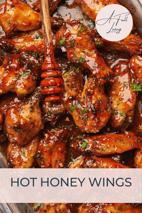 Tasty Chicken Wings, Hot Honey Sauce Chicken Wings, Honey Spicy Chicken Wings, Honey Hot Wings Sauce, Honey Buffalo Chicken Wings, Spicy Honey Wing Sauce, Hot And Honey Wings, Wings Recipe Spicy, Hot Honey Bbq Wings