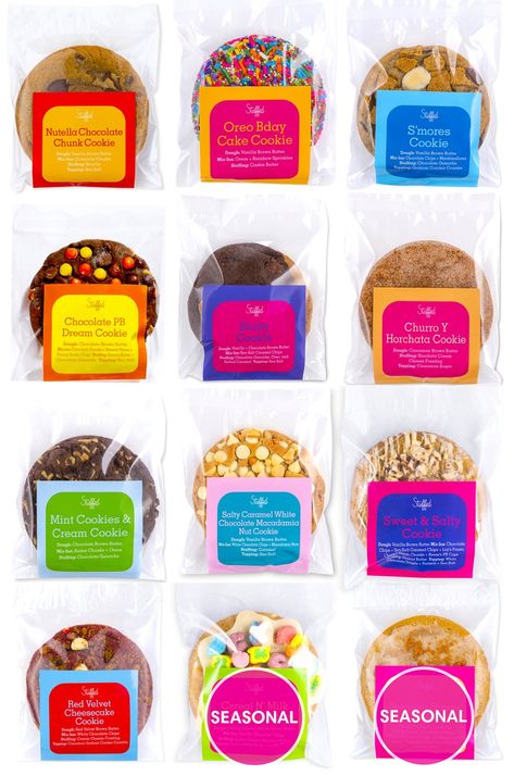 Flavored Cookies, Coffee Food Truck, Cookies Stuffed, Cookie Factory, Biscuits Packaging, Brown Butter Cookies, Cookies Branding, Stuffed Cookies, Baking Packaging