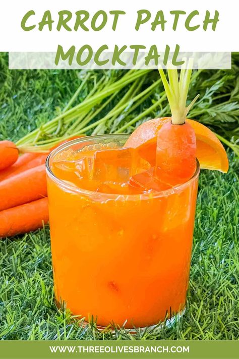 This Carrot Patch Mocktail is perfect for spring! Made with carrot and citrus flavors, this orange non-alcoholic drink recipe is perfect for Easter Sunday. Easter Punch Recipes, Easter Drink, Carrot Cream, Carrot Patch, Easter Lunch, Non Alcoholic Cocktails, Easter Carrots, Alcoholic Drink, Festive Drinks