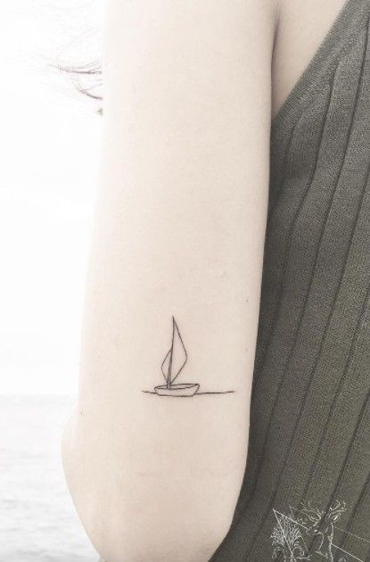 Here I am, here you are Tiny Ship Tattoo, Little Boat Tattoo, Fishing Tattoo Small, Traditional Sailor Tattoos, Cali Tattoo, Sailing Tattoo, Wellen Tattoo, Wildflowers Tattoo, Sailboat Tattoo