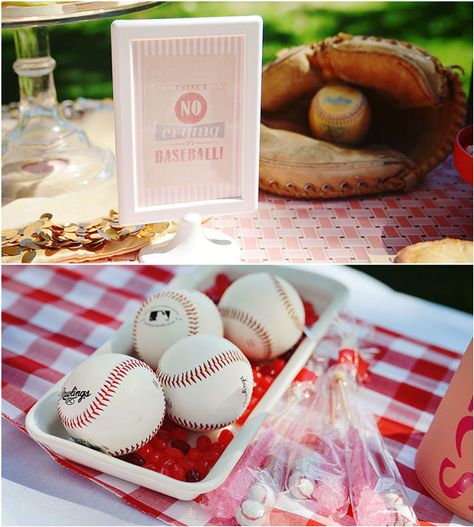 A League of Their Own Themed Birthday Bash #girly #baseball #party #ideas A League Of Their Own Party Ideas, A League Of Their Own Party Decorations, A League Of Their Own Party, League Of Their Own Party, Baseball Party Ideas, Sandlot Birthday, Baseball Party Favors, Baseball Party Decorations, Baseball Theme Birthday