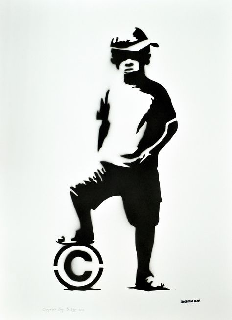 Title: Copyright Boy. Banksy, after. Stencil/Spray. StreetArt. Edition: A/P (Artist Proof) Random/XX. Comes with Signed COA card of the Publisher. Signature imprimée (signed in plate). With pencil hand titled and numbered. Banksy Stencil, Banksy Art, Spray Paint Art, Paint Art, Banksy, Spray Paint, A P, Netherlands, Street Art