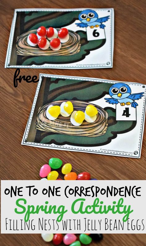 FREE One to One Correspondence Spring Activity for kids - this fun, hands on math activity for preschoolers, toddler, and kindergarten age kids make it fun to learn about math #math #preschool #springactivity Counting Activities For Preschoolers, Rain Crafts, Spring Preschool Activities, One To One Correspondence, Spring Activity, Activity For Preschoolers, Preschool Play, Homemade Bird Feeders, Spring Math