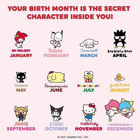 Hello Kitty & Friends on Instagram: “Which is the secret character inside of you? 😍😂🤩 Play the game and let us know your result in the comments ⬇️ #HelloKittyandFriends…” Sanrio Characters Birthday, Hulk Character, Character Types, Hello Kitty Characters, Badtz Maru, 18th Birthday Gifts, Friends Characters, Hello Kitty Pictures, Birthday List