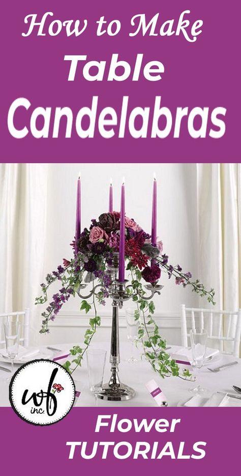 Wedding Candelabra Flowers, Vintage Candelabra Centerpiece, Wedding Centerpieces With Candlesticks, Candleabra Ideas With Flowers, Diy Candelabra Centerpiece, Diy Candelabra, Picture Wedding Centerpieces, Fall Wedding Ceremony Decorations, Candelabra Flowers