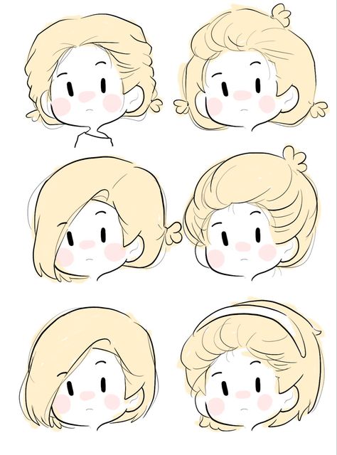 Chibi Character Reference, How To Draw Cute Cartoon, Chibi Art Style Reference Hair, Cute Small Characters, Different Character Styles, Chibi Poses Friends, Chibi Side View, Chibi Hair Reference, Pose Chibi