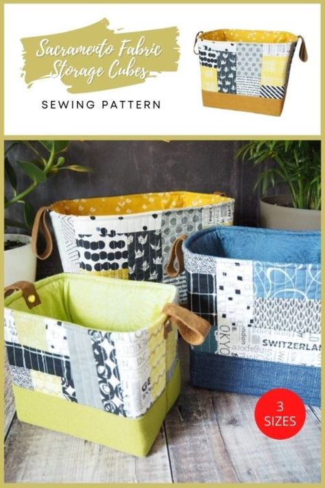 Sacramento Fabric Storage Cubes (3 sizes) sewing pattern - Sew Modern Bags Basket Sewing Pattern, Fabric Storage Cubes, Sewing Room Storage, Storage Cubes, Storage Cube, Modern Bag, Sewing Tutorials Free, Paper Sewing Patterns, Sewing Organization