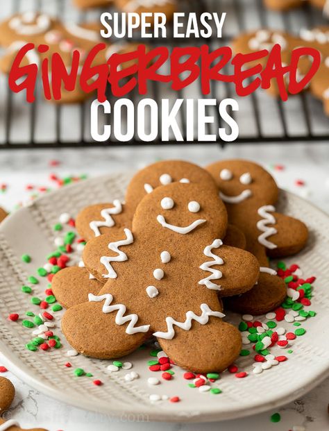 This super easy Gingerbread Cookies recipe is perfectly spiced and comes together quickly! It's easily one of our favorite Christmas cookies to make during the holidays. Christmas Cookies To Make, Easy Gingerbread Cookie Recipe, Favorite Christmas Cookies, Rolled Sugar Cookie Recipe, Gingerbread Cookies Recipe, Easy Gingerbread Cookies, Best Gingerbread Cookies, Easy Gingerbread, Cookies To Make