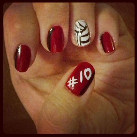 Volleyball nails - So doing this for every game my girls play in every sport! I love my kiddos & proud to show it! Cute Volleyball Nails, Volleyball Nails Designs, Nails Volleyball, Volleyball Nail Art, Volleyball Nails, Sports Nails, Volleyball Stuff, Usa Nails, Liquid Nails