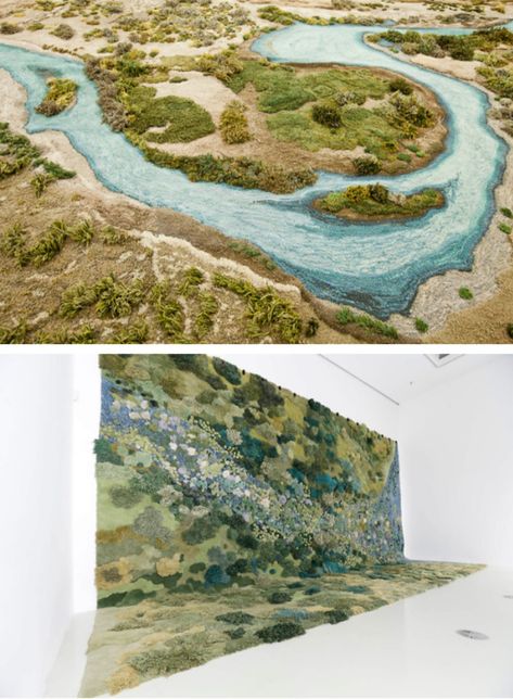 Rug Art Installation, Rug Art Plant, Alexandra Kehayoglou, Moss Textiles, Moss Textile Art, Latch Hook Moss Rug, Landscape Rug, Map Rug, Construction Repair