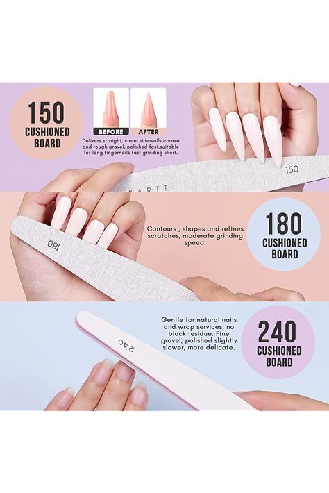 Makartt Nail File and Buffer, 6 Pcs Professional Nail Files for Acrylic Nails Different Double Sided Grit Nail Emery Boards for Nails Buffer Polisher Fingernail Files for Gel Nails Manicure Tools Gel Nails Manicure, Nails Care, Beauty Wishlist, Fancy Hands, Nail Files, Nail Patterns, Nail Buffer, Nails Manicure, Womens Nails