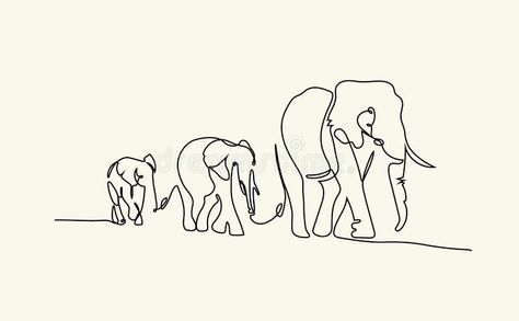 Elephant Tattoos Abstract, Elephant Line Drawing Simple, Abstract Elephant Tattoo, Three Elephant Tattoo, Elephant Line Tattoo, 3 Elephant Tattoo, Elephant Family Drawing, Meaningful Family Tattoos, Fam Tattoo