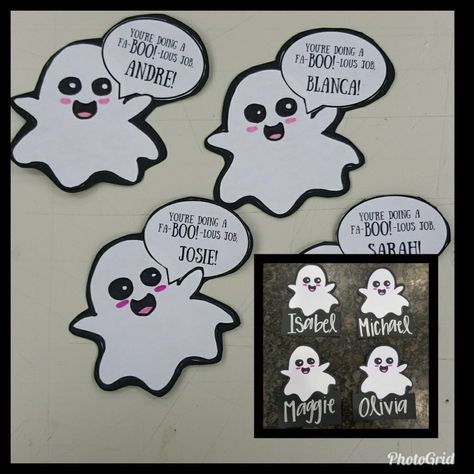 Fa-BOO-lous door decs (two ways) for a Halloween themed staff recognition #doordecs #Halloween #ghosts #staffrecognition Halloween Door Decs Ra, Halloween Door Decs, Res Life Bulletin Boards, Door Decks, Ra Door Decs, Residence Life, Door Decs, Res Life, Resident Assistant