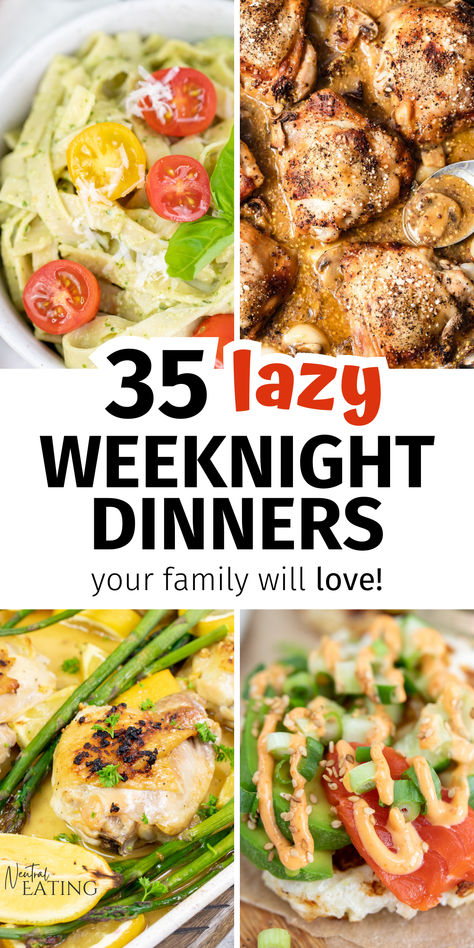 25 Easy Dinner Ideas For Weeknights (quick + healthy dinners) Easy Dinner Ideas Healthy, Dinner Ideas For Family, Easy Fast Dinner Recipes, Lazy Dinners, Super Easy Dinner, Fast Dinner Recipes, Easy Chicken Dinner Recipes, Pasta Dinners, Yummy Pasta Recipes